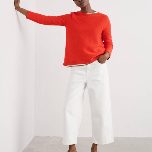 Seasalt Cornwall Pure Cotton Crew Neck Relaxed Jumper Orange