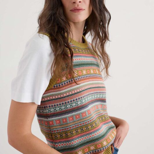 Seasalt Cornwall Pure Cotton Fair Isle Knitted Vest Multi