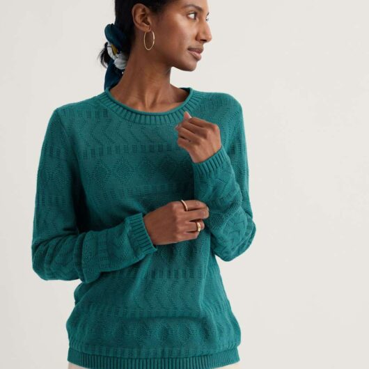 Seasalt Cornwall Pure Cotton Knitted Relaxed Jumper Teal