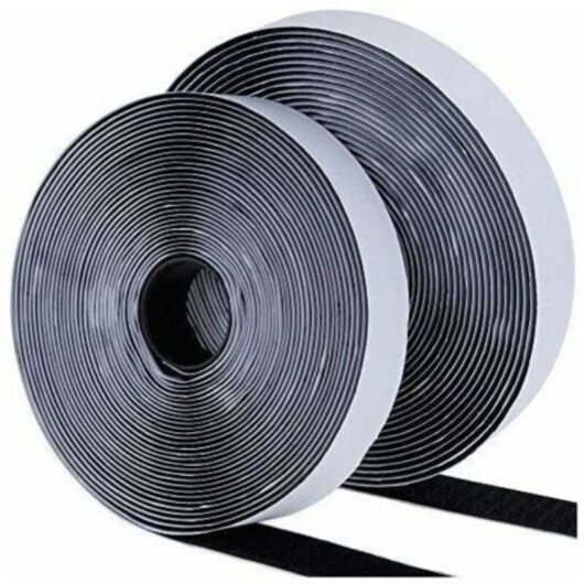 Self-Adhesive Scratch Hook and Loop Tape for Frame Mount, 20mm x 25M - Black