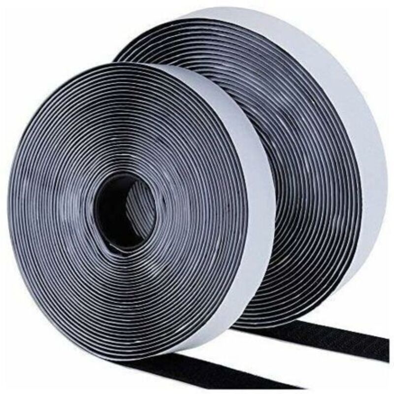Self-Adhesive Scratch Hook and Loop Tape for Frame Mount, 20mm x 25M - Black