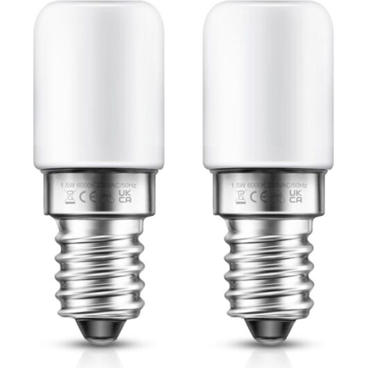 Set of 2 E14 LED Bulb for Fridge / 1.5 W - Power equivalent to a 15 Watt lamp, Cool White - 6000K [Energy Class F]
