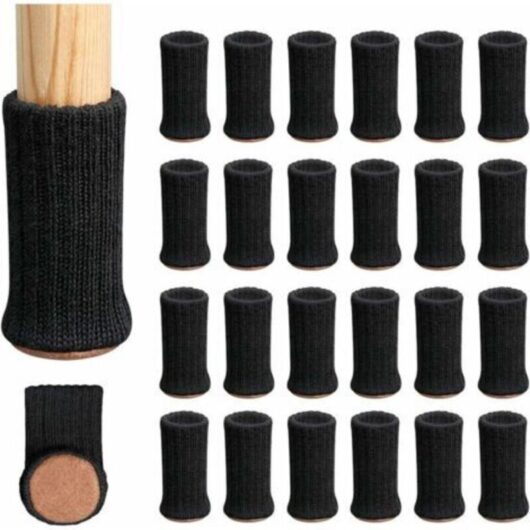 Set of 24 knitted furniture leg socks, chair pads, chair feet, non-slip furniture shoes, prevents scratches and noise, suitable for chair legs