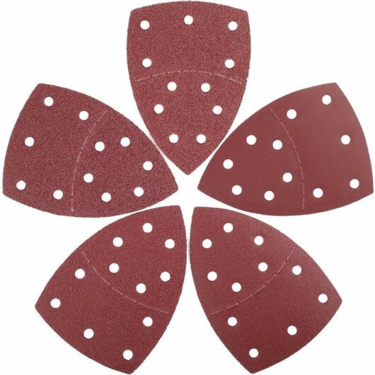 Set of 25 triangular sanding sheets, 105 x 152 mm, 11 holes per grit, for multi-sander