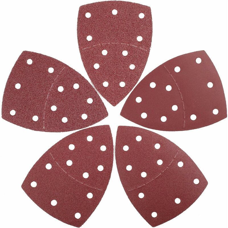 Set of 25 triangular sanding sheets, 105 x 152 mm, 11 holes per grit, for multi-sander