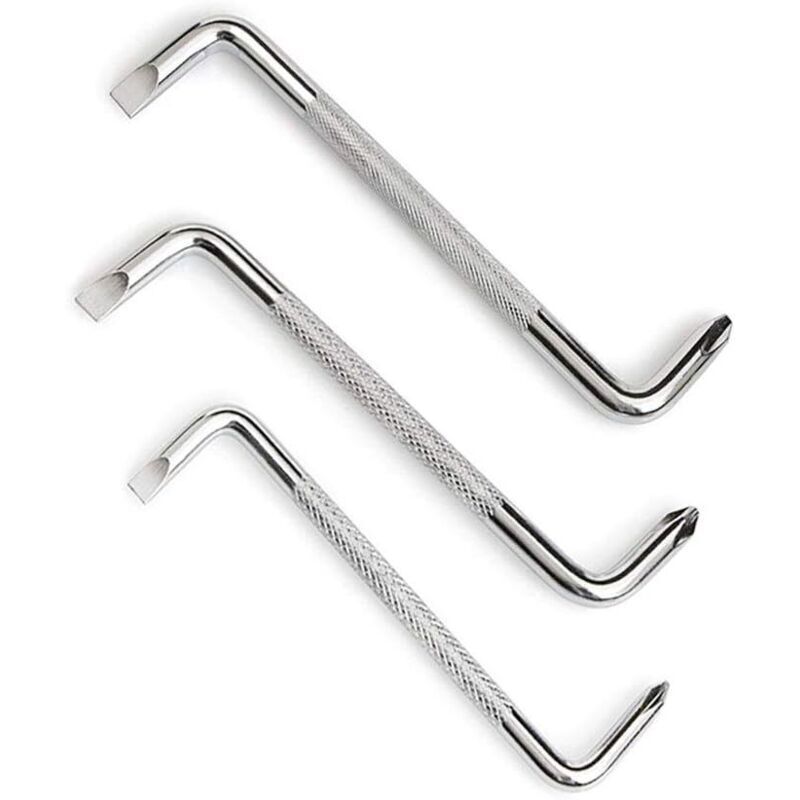 Set of 3 offset screwdrivers with magnetic Z-type head, including Phillips and flathead bits