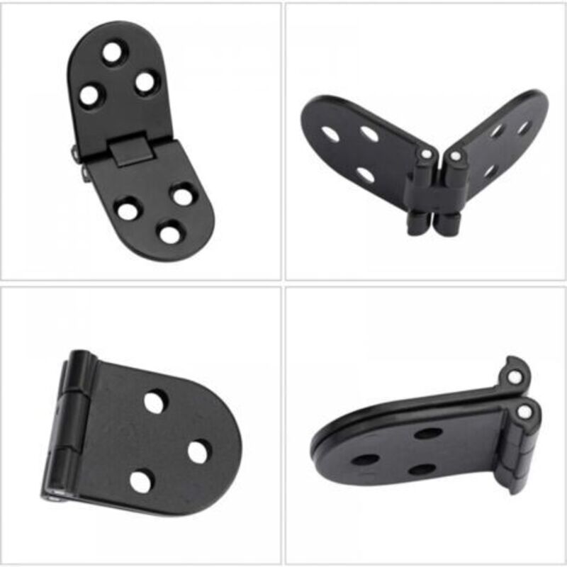 Set of 4 zinc alloy 180-degree folding hinges with rounded edges for folding tables, cabinets, wardrobes, doors, woodwork, wooden boxes, with