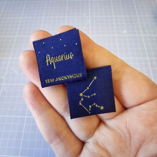 Sew Anonymous Star Sign Metallic Woven Labels Aquarius