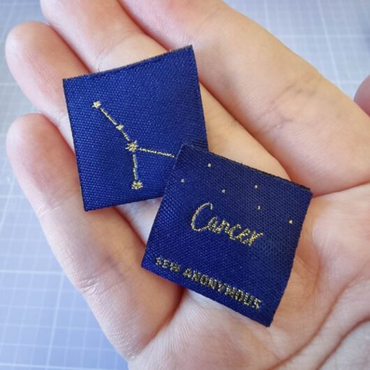 Sew Anonymous Star Sign Metallic Woven Labels Cancer