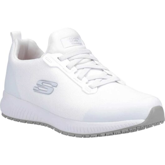 Skechers Squad Mens Slip Resistant Myton Work Shoes White Size 7