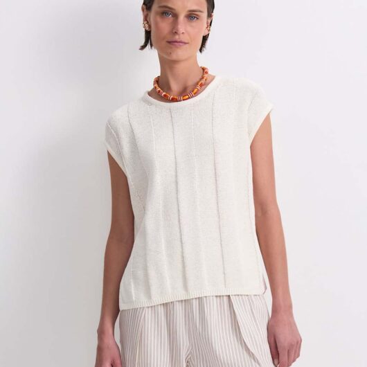 Sportscraft Cotton Blend Knitted Vest Ivory