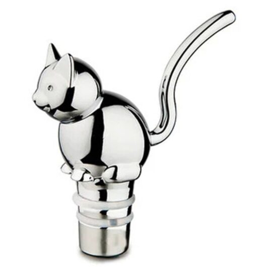 Stainless steel cat-shaped wine pourer, aerator for full-bodied red and white wines.