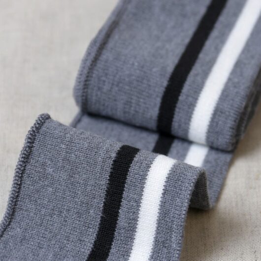Stephanoise Knitted Cuff Ribbing Grey & White