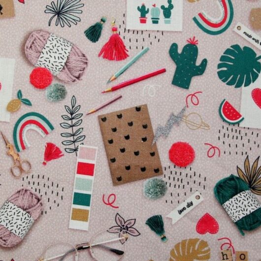 Stof France 100% Cotton Fabric Pink