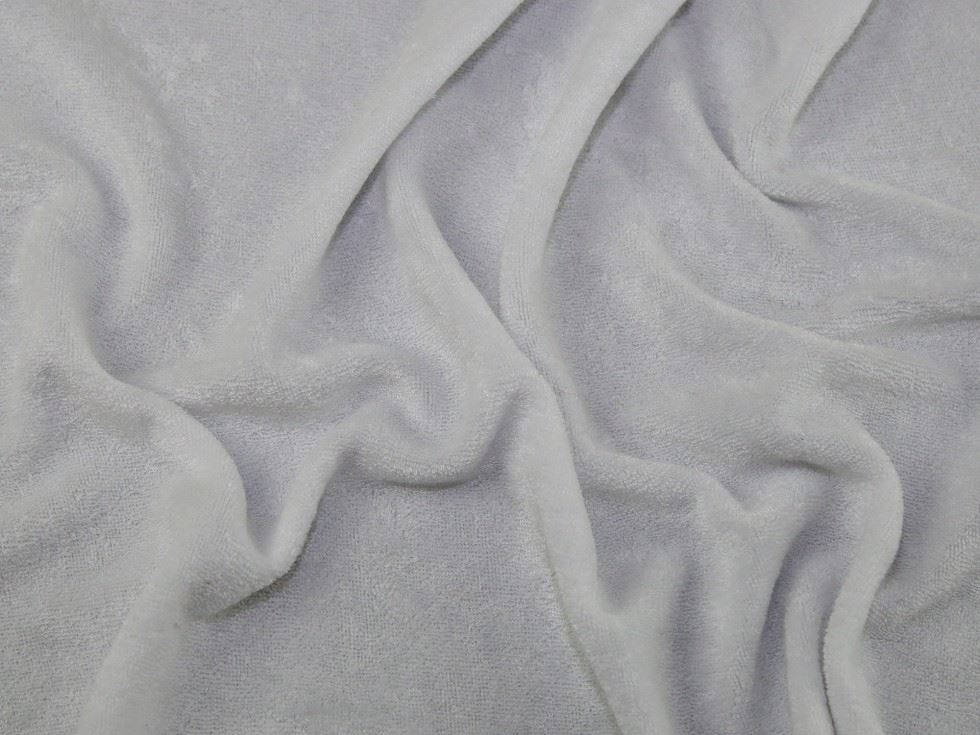 Stof France Bamboo Polyester Towelling Stretch Knit Fabric White
