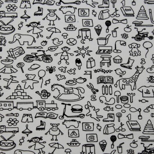 Stof France Cotton Jersey Stretch Knit Fabric Black & White