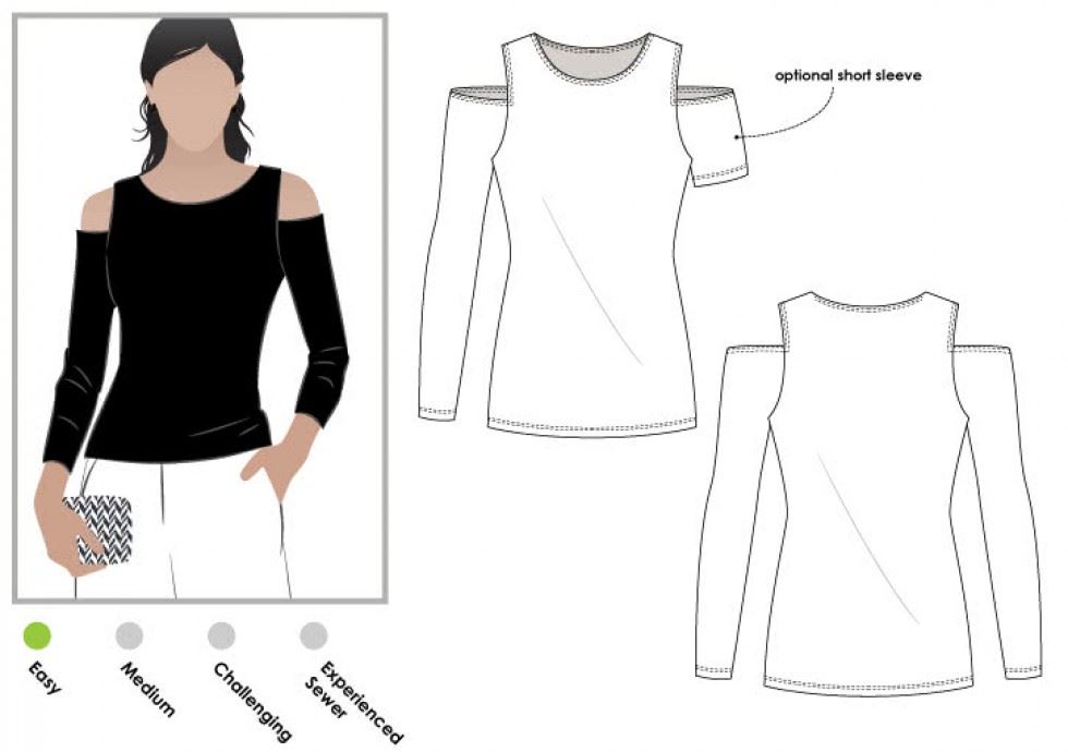 Style Arc Paper Sewing Pattern Cold Shoulder Top