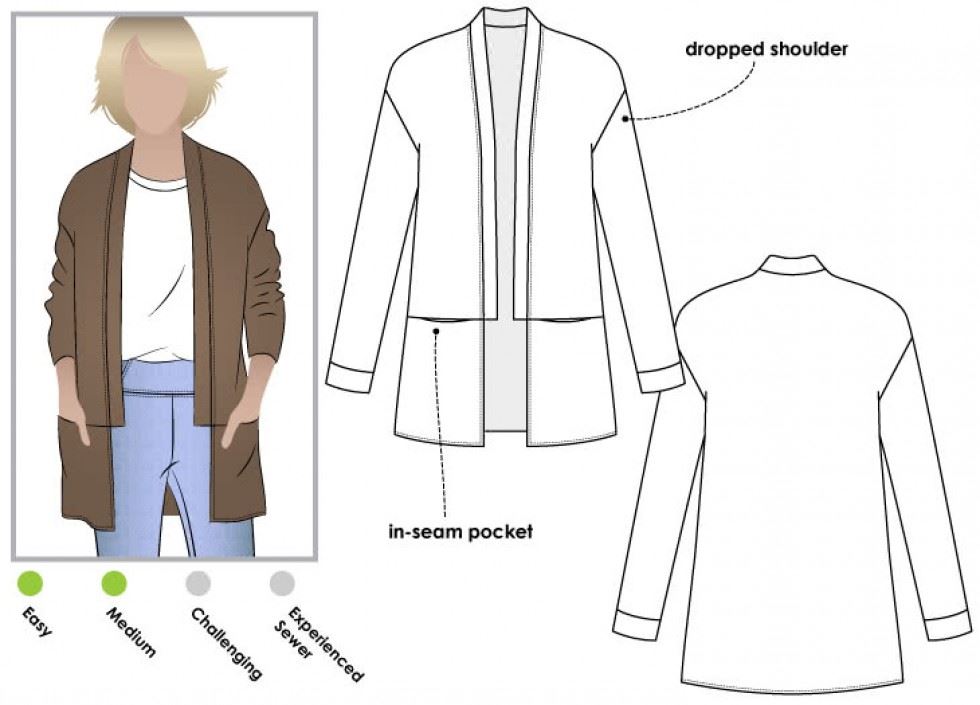 Style Arc Paper Sewing Pattern Coral Cardigan