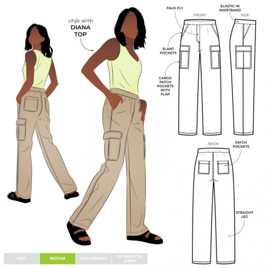 Style Arc Paper Sewing Pattern Delta Cargo Pants