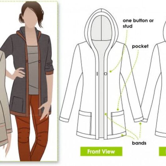 Style Arc Paper Sewing Pattern Heidi Hooded Cardigan