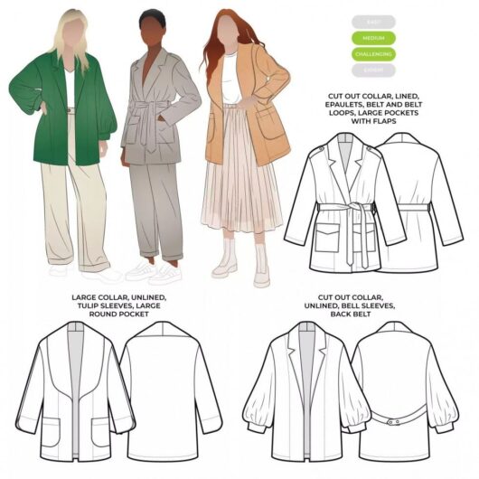 Style Arc Paper Sewing Pattern Loren Jacket Extension Pack