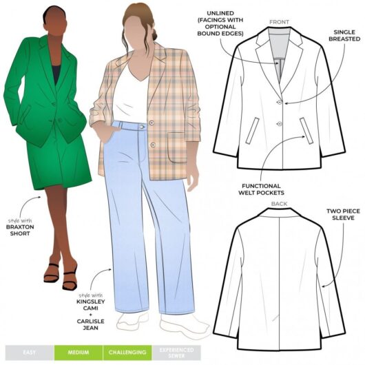 Style Arc Paper Sewing Pattern Sloane Jacket