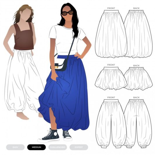 Style Arc Paper Sewing Pattern Sophia Bubble Skirt & Pant