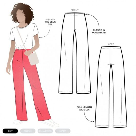 Style Arc Paper Sewing Pattern Sue Palazzo Knit Pants