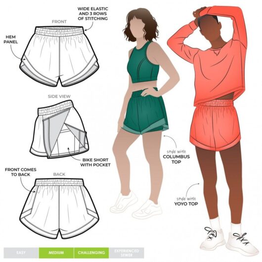 Style Arc Paper Sewing Pattern Sunday Active Shorts