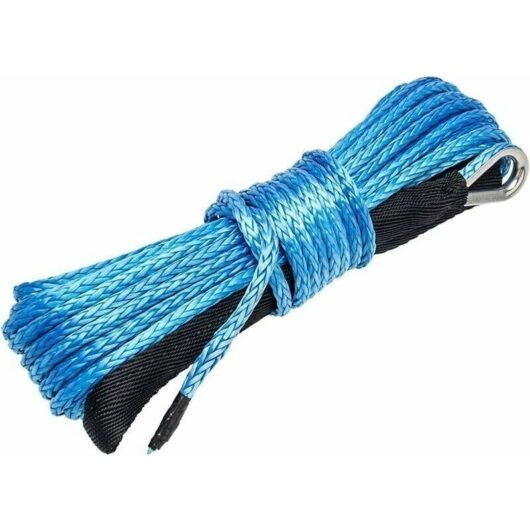 Synthetic Winch Rope 5 mm x 15 m (1/4 x 50 ft), Breaking Strength 3400 kg (10,000 lbs), Synthetic Winch Rope for atv and utv (Blue) Ymyny