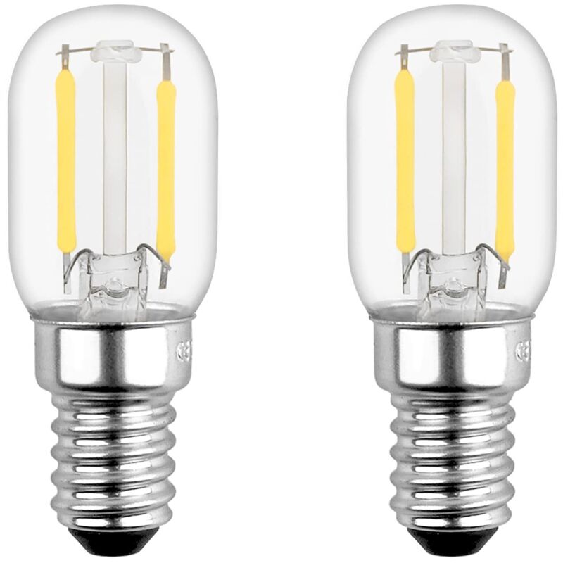 T22 LED Bulb, E14 2W LED Bulb Equivalent to E14 15W Incandescent Bulb, Warm White 2700K, Small LED for Refrigerator/Salt Lamp/Kids Night Light, 2 Pack