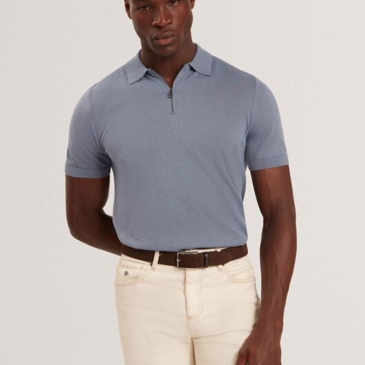 Ted Baker Givrans Lyocell Blend Knitted Polo Shirt Teal