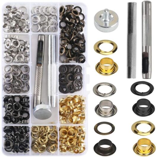 Tinor - 200pcs Grommet Kit 4 Colors 6mm Eyelets Sets Grommets Kit Eyelets Metal Tools