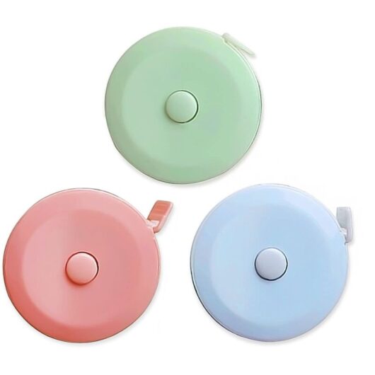 Tinor - 3 Pieces Telescopic Tape Measure with Dual Scale for Measuring Length, Line, Chest, Waist, Legs and Other Portable Cutting Tools (Blue, Pink,