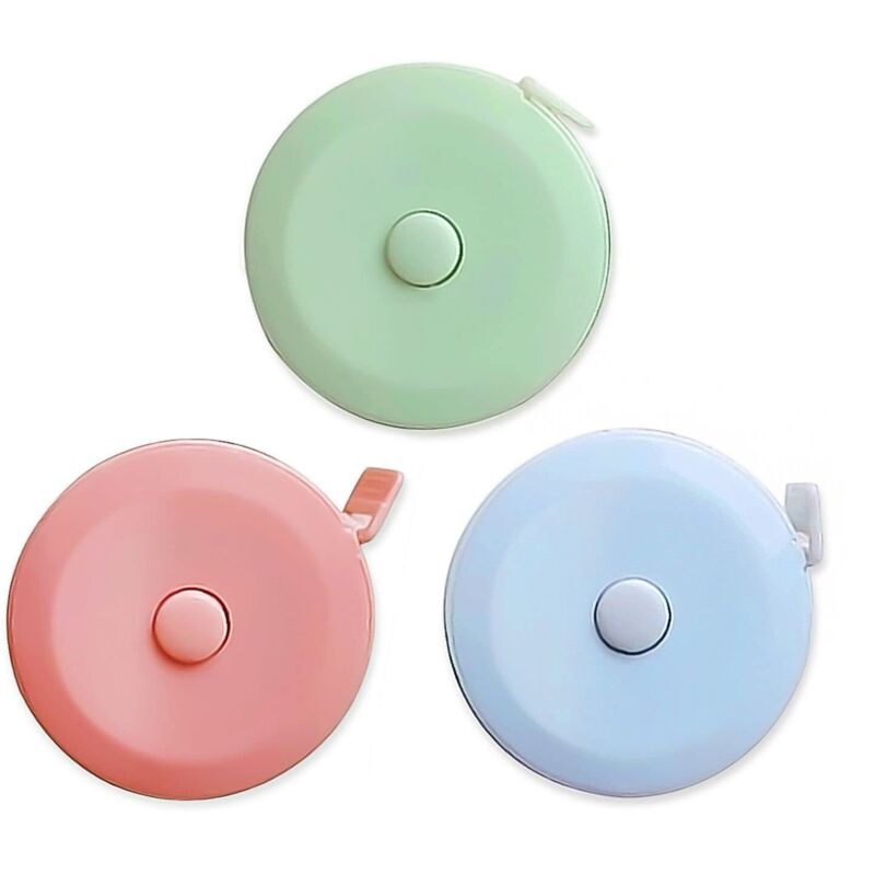 Tinor - 3 Pieces Telescopic Tape Measure with Dual Scale for Measuring Length, Line, Chest, Waist, Legs and Other Portable Cutting Tools (Blue, Pink,