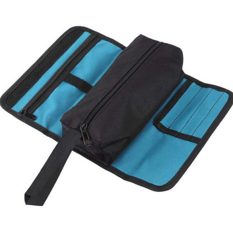 Tool kit, Roll-up tool bag, Rolling electrician's tool bag, Canvas tool kit, Storage bag with zipper and buckle for electrician, plumber or mechanic
