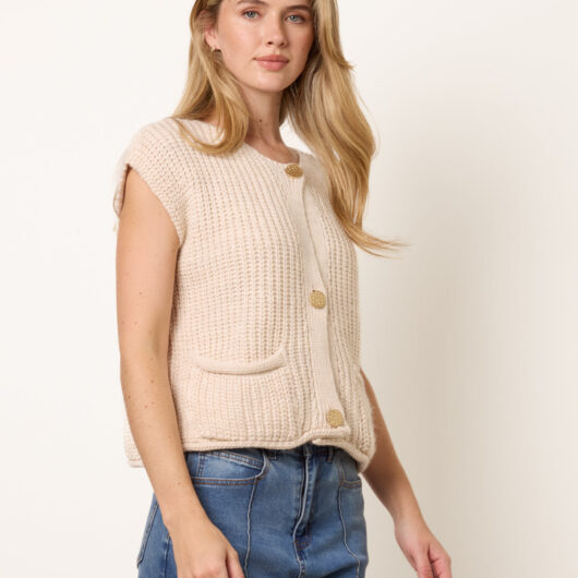 Two Pocket Knitted Waistcoat - ONE / BEIGE