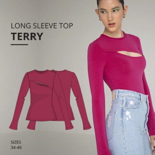 Vikisews Paper Sewing Pattern Terry Long Sleeve Top