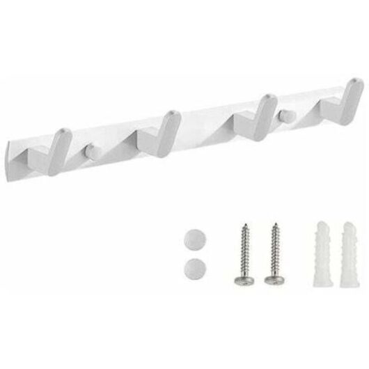 Wall-Mounted Coat Rack, Wall-Mounted Bathroom Coat Rack, Wall-Mounted Coat Rack with Towel Rail, Coat Hooks with 4 Hooks, for Bathroom, Bedroom,
