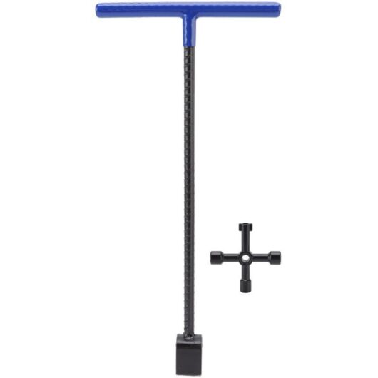 Water Meter Key, 16 Inch Water Shut-Off Tool, T-Handle Water Meter Key with 4-Way Multifunctional Wrench for Main Water Shut-Off Valve (Blue)