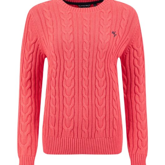 Weird Fish Amberise Crew Neck Cable Knit Jumper Flamingo Size 12