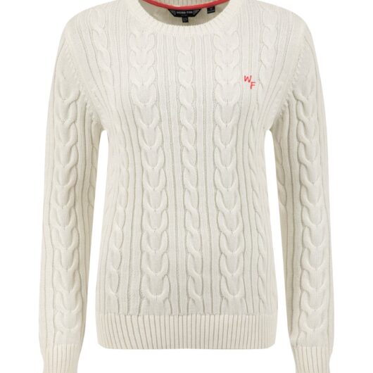 Weird Fish Amberise Crew Neck Cable Knit Jumper Light Cream Size 18