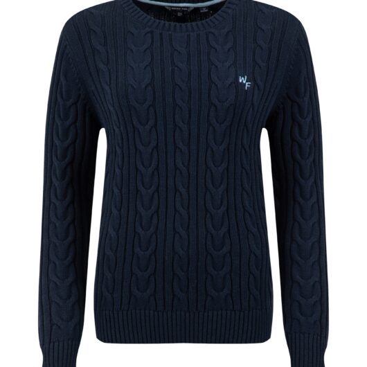 Weird Fish Amberise Crew Neck Cable Knit Jumper Navy Size 20
