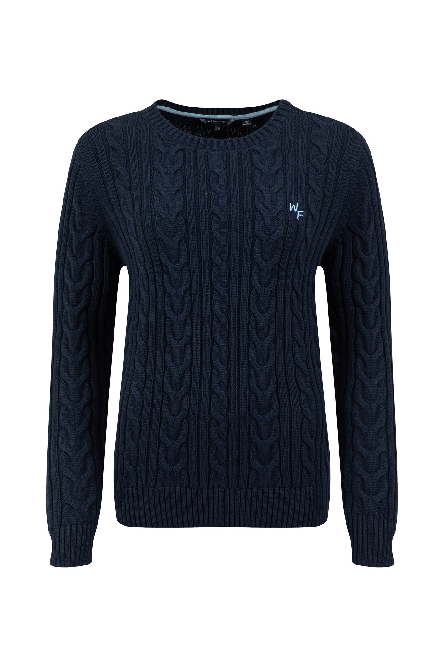 Weird Fish Amberise Crew Neck Cable Knit Jumper Navy Size 20