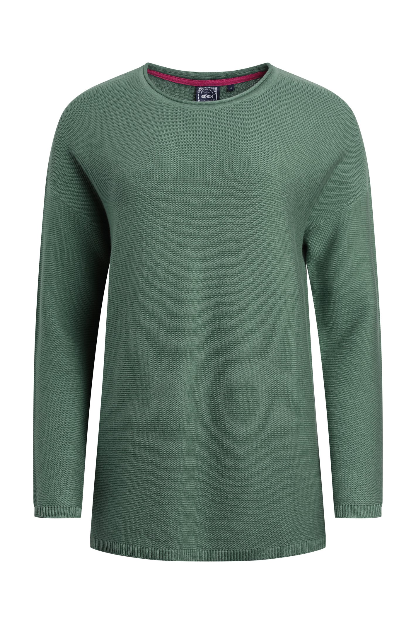 Weird Fish Dalla Knitted Crew Neck Jumper Dark Jade Size 8