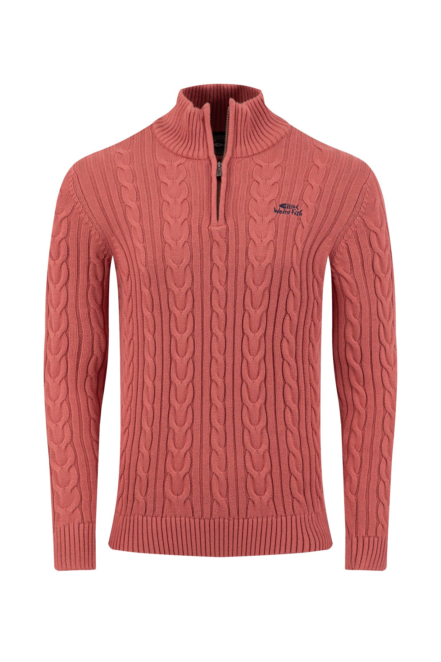Weird Fish Heath 1/4 Zip Cable Knit Jumper Nantucket Size M