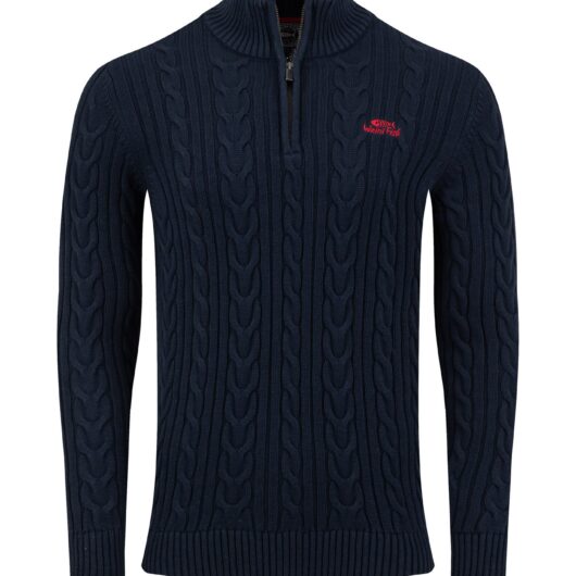 Weird Fish Heath 1/4 Zip Cable Knit Jumper Navy Size 2XL