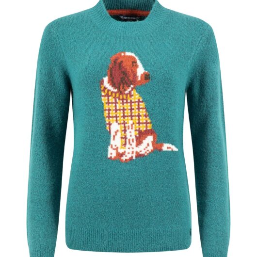 Weird Fish Lotipot Intarsia Knitted Jumper Deep Teal Size 12