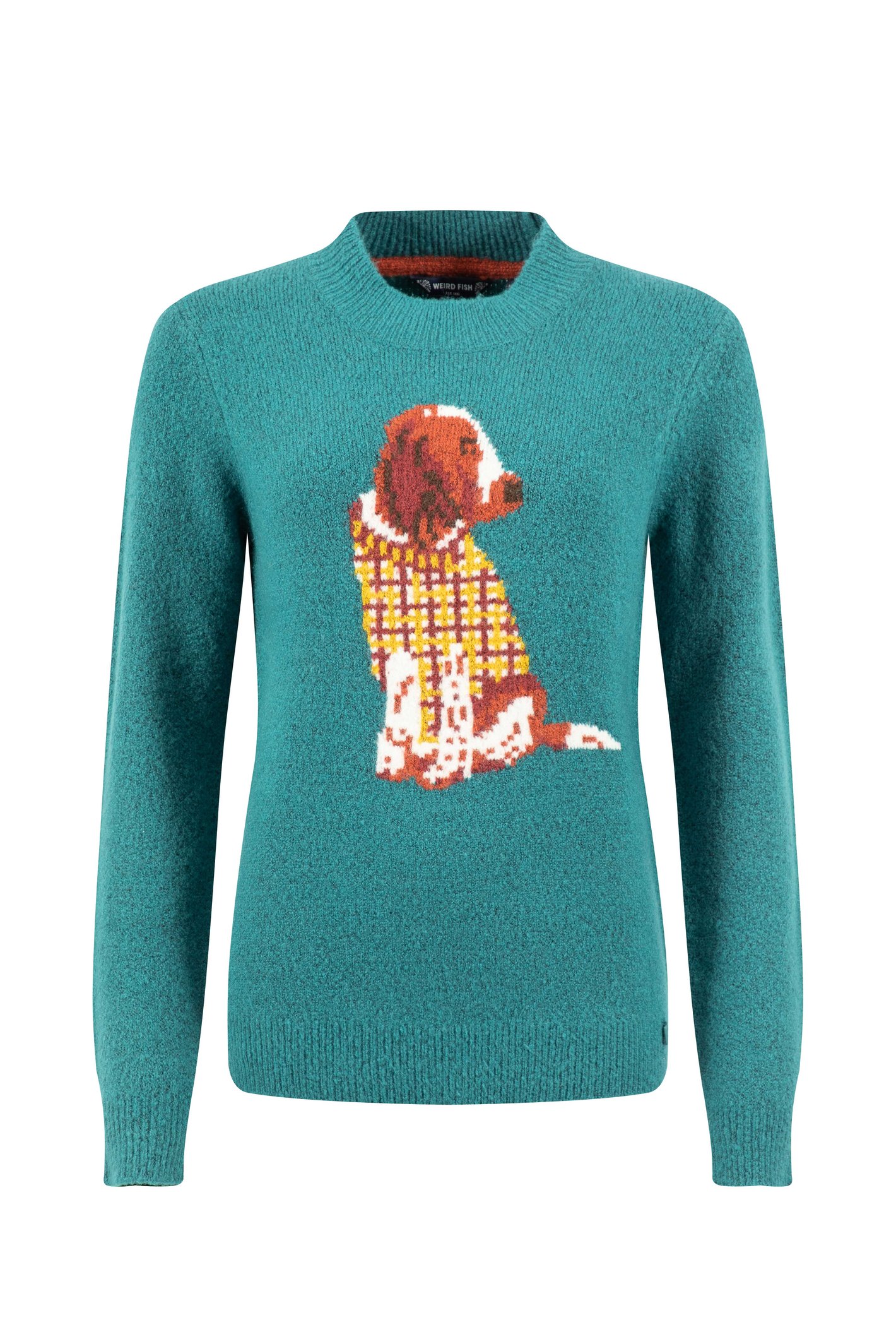 Weird Fish Lotipot Intarsia Knitted Jumper Deep Teal Size 12