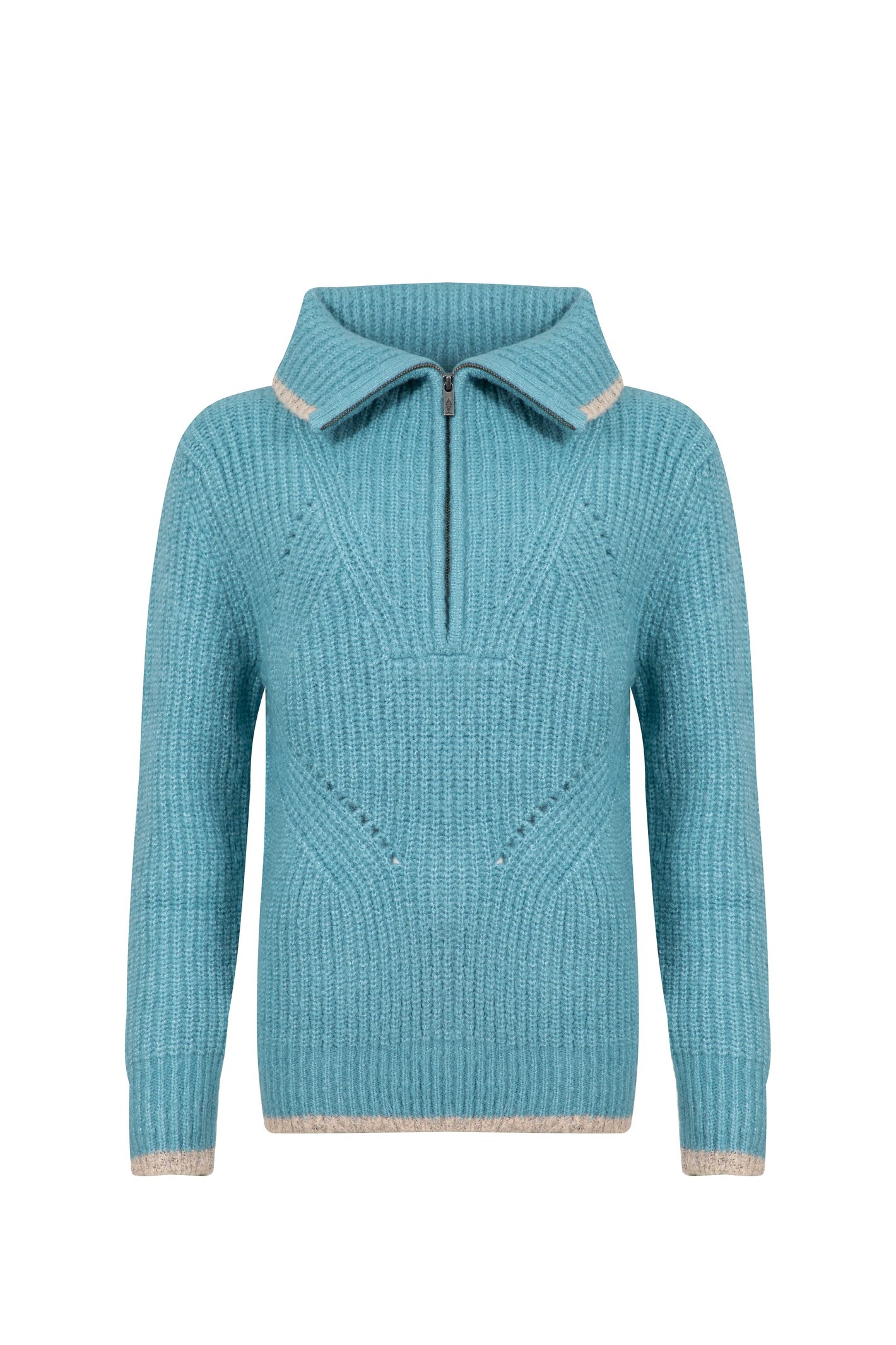 Weird Fish Reza 1/4 Zip Knitted Jumper Smoked Blue Size 12
